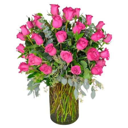 extra long 1,2 or 3 dz roses in a vase 3 dozen, lavender